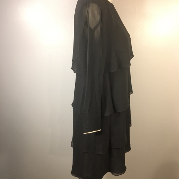 Kay Unger Evening 100% Silk Tiered Crystal Dress 4 - Picture 7 of 16